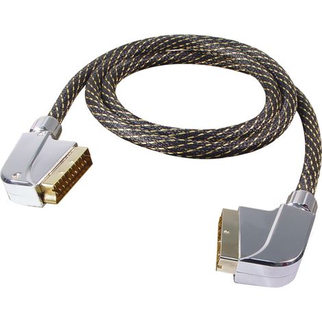 all4u 1.5m SCART M/M cable EUROCONECTOR 1,5 m SCART (21-pin) Negro, Oro, Plata