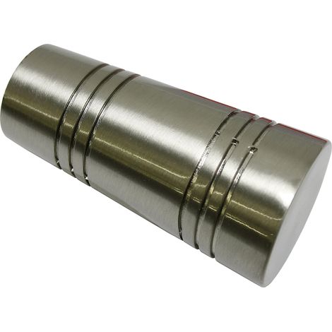 Gardinia Terminale per Asta per Tende, Apollo, Metallo, Effetto Acciaio Inox, Ø 20 mm, 2 unità (1/4)