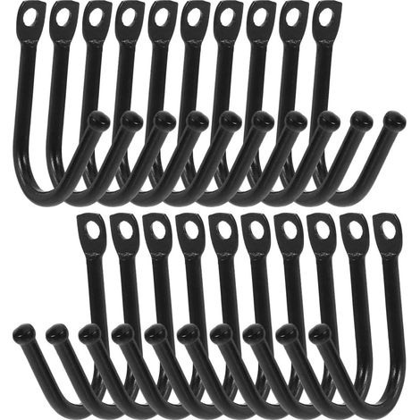 Ganchos multiusos para almacenamiento en garaje: 20 ganchos para cables de extensión, abrigos, mochilas y otros objetos (negros). (1/5)