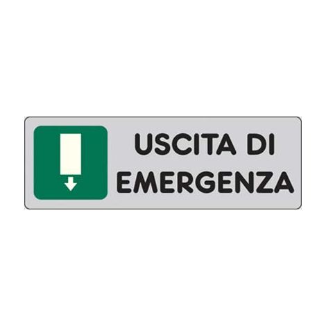 TARGA SEGNALETICA ADESIVA USCITA EMERGENZA - VINILE CM 15X5- 10 pezzi