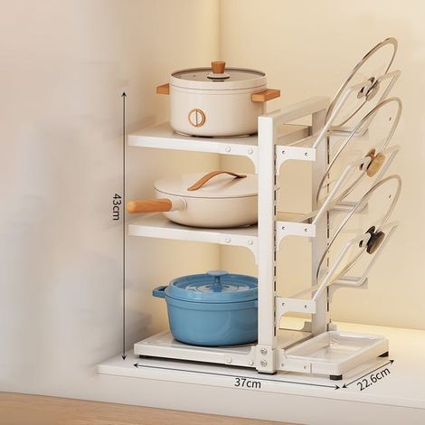 Mensola da cucina, portapentole multilivello, contenitore portautensili da cucina a 3 livelli, bianco, 3722,643 cm (1/4)