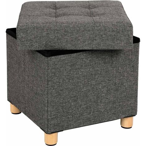 Pouf contenitore contenitore salvaspazio sgabello pieghevole poggiapiedi grigio scuro 120007277