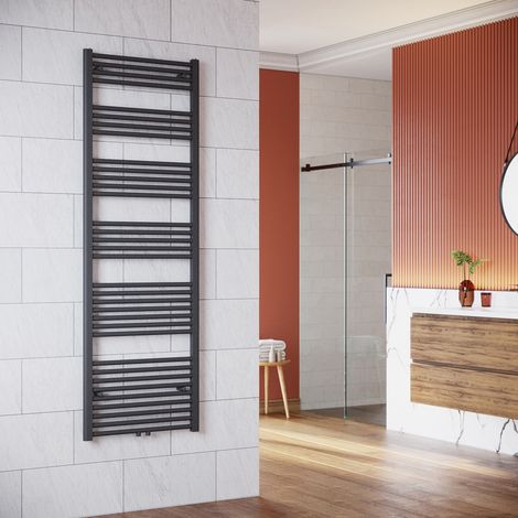 SONNI Radiador Toallero Agua Radiadores Toalleros Electricos Conexión Intermedia 600x1800mm Gris Antracita 821W