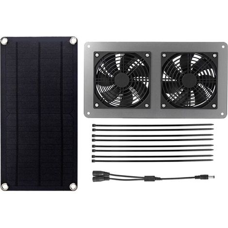 Ventilateur d'extraction d'air à panneau solaire 10 W 12 V pour bureau, extérieur, poulailler, serre, étanche (1/5)
