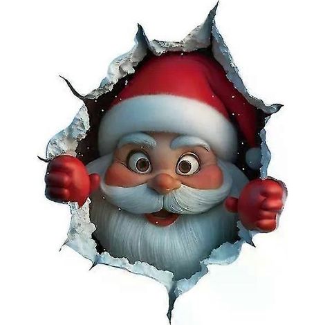 Stickers muraux 3D Père Noël, cadeaux de Noël offerts par le Père Noël (1/5)