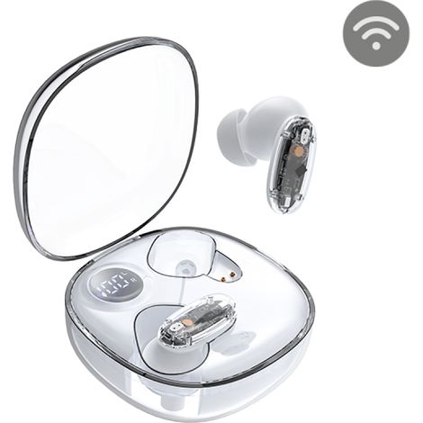 Mars Gaming MHIB2, Bluetooth 5.4 Headset, Immersive Sound, halbtransparent und ultra-kompaktes ergonomisches Design, 24 Stunden Spielzeit, Wireless Headset mit Etui und LED-Anzeige, White