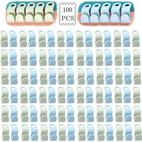 100 Pieces Plastic Hanger Hooks, Hanger Connector Hooks, Hanging Connectors, Waterfall Hangers for Clothes Coat Wardrobe Closet (1/5)