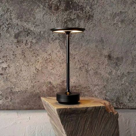 Lampada da tavolo a LED nera, senza fili, ricaricabile, con batteria da 3000 mAh, dimmerabile in 3 colori, luce delicata per gli occhi, ideale per patio e sala da pranzo. (1/3)