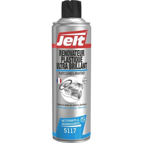 Nettoyant rénovateur plastique ultra brillant aérosol 650ml – Protège et fait briller surfaces plastiques – Évite le collage de poussière –