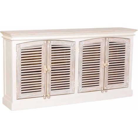 Aparador de madera artesanal blanco 182x38x93h cm (1/5)