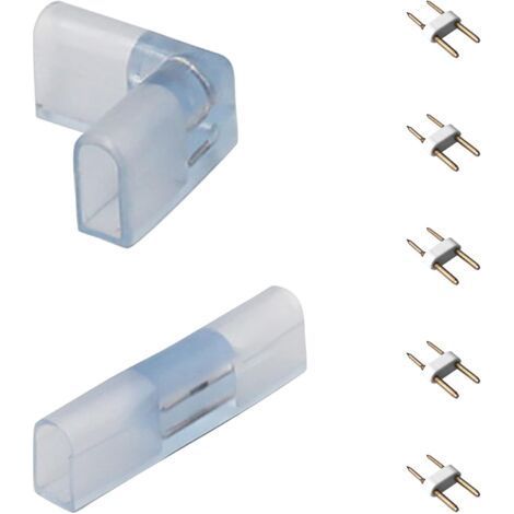 Conector para tiras de neón LED de 230 V (SMD 2835), 1 conector de esquina para tira LED, 1 conector directo para tira LED, 5 pines. (1/5)