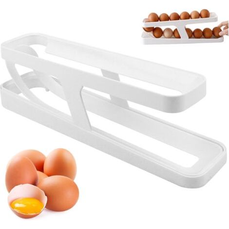 Rangement d'œufs pour réfrigérateur, conteneur à œufs en plastique avec enroulement automatique, comptoir, cuisine, support à œufs pouvant contenir plusieurs œufs, 1 paquet