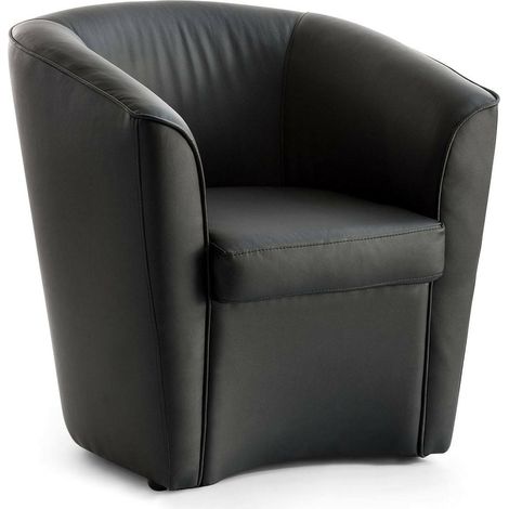 Dmora - Sillón Dabbiat, Sillón, 100% Made in Italy, Sillón relax en ecopiel, 70x60h74cm, Negro