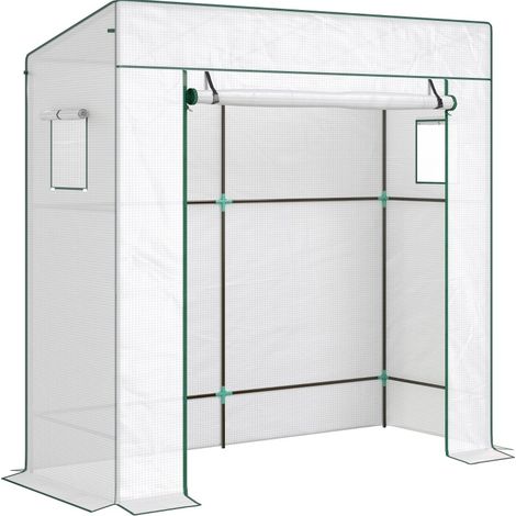 CHICFURN Serra per pomodori 196 x 77 x 197 cm in polietilene bianco con porta avvolgibile (1/5)