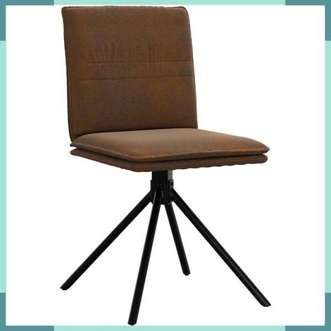 4101278 Chaise à manger marron similicuir daim (1/5)
