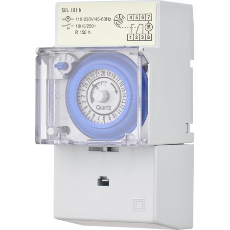 Temporizador programable de 24 horas, interruptor modular de 48 programas para riel DIN, 150 horas de respaldo, programador. (1/5)