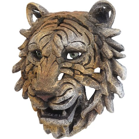 Decorazione murale a forma di testa di tigre stile trofeo 35 cm in poliresina per uso interno ed esterno 040002838