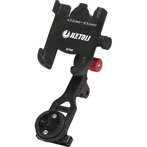 Supporto per cellulare da bicicletta, braccio regolabile, design antiurto, nero (1/2)