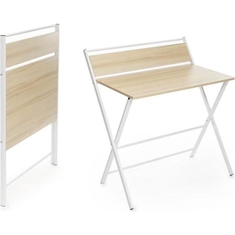 MODEZVOUS Bureau Pliable Rabattable pour Petit Espace avec Etagère Table Murale Table de Cuisine Table Enfants en Bois Multif 53