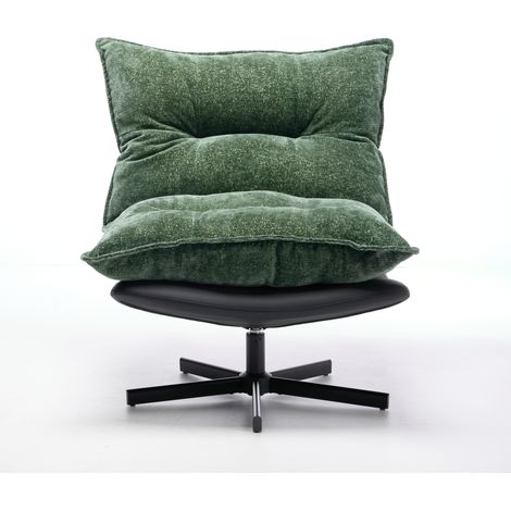 Sillón relax giratorio reclinable de 3 posiciones en chenilla verde (1/5)