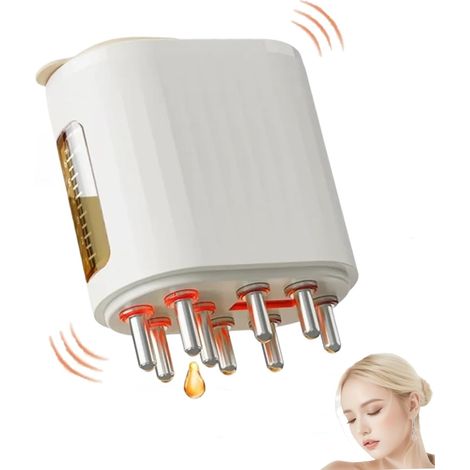 Massaggiatore elettrico per cuoio capelluto con erogatore di olio, pennello applicatore per siero per la crescita dei capelli, 3 livelli di vibrazione, 6 ml, USB e impermeabile (1/5)