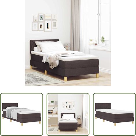 vidaXL Cama tipo Box Spring con cojín Marrón Oscuro 90 x 200 cm tela (1/5)