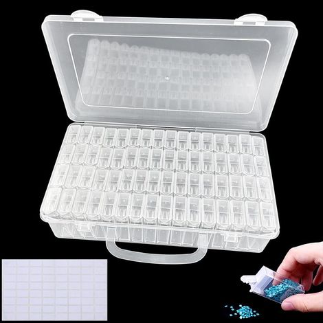 1 Scatola portaoggetti trasparente a 64 scomparti, contenitore per perline, gioielli, lavori artistici fai da te, accessori per manicure (1/5)