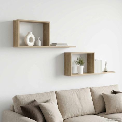 vidaXL Floating Shelves 2 pcs Sonoma Oak 80 x 15 x 30 cm (1/5)