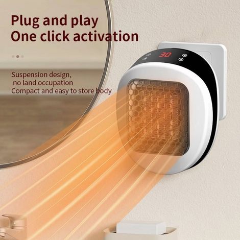 Radiateur Murale Ceramique - 600 W - Thermostat Réglable - Minuterie - Affichage LED - Pour Pièce Intérieure - 1 Unité (1/4)