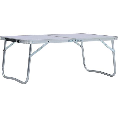 Table de camping pliable Table de Jardin - Blanc Aluminium 60x40 cm BV268360 - BonneVie (1/5)
