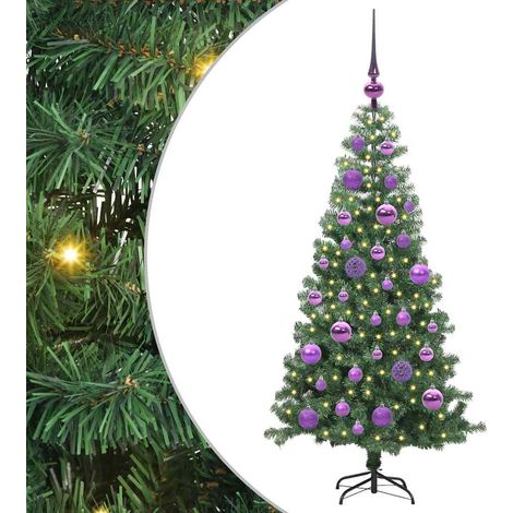 Sapin de Noël Arbre de Noël avec 150 LED avec support Vert 120 cm PVC (1/5)