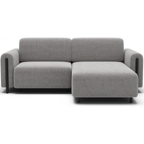 Canapé d'angle convertible ARVESSA gris clair bouclette – Angle droit (1/5)