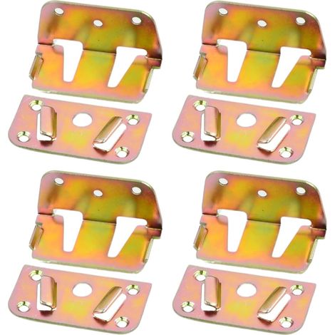 Equerre Angle en Metal pour Lit, Équerre de Fixation, Assemblage Support, Raccord Pour Traverse Centrale, Ferrures de Lit pour Poutres Centrales pour Lits en Bois ou en Métal, 4 Set (1/5)