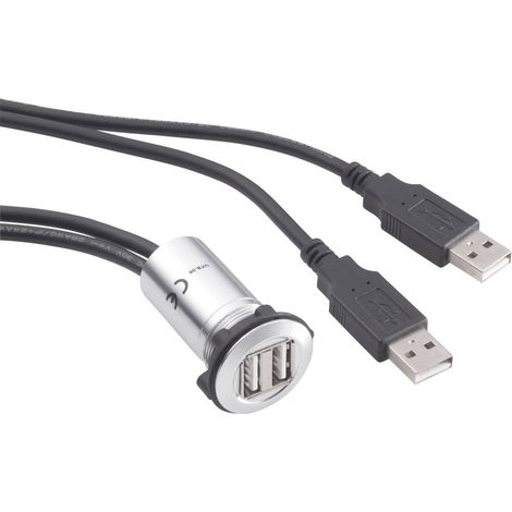 TRU COMPONENTS USB-06 Presa USB Presa 2 x presa USB tipo A su 2 x spina USB tipo A con cavo da 60 cm Contenuto: 1 pz. (1/2)