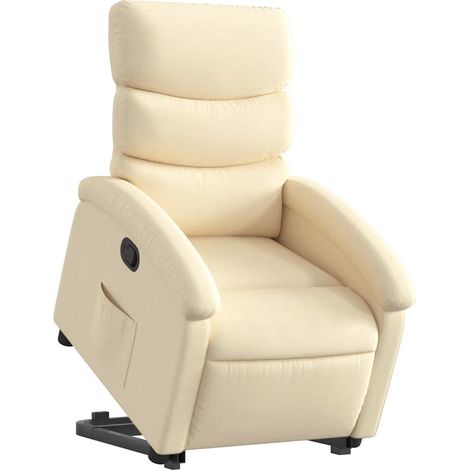 vidaXL Poltrona Alzapersona Reclinabile Crema in Tessuto (1/5)