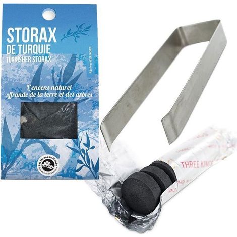 Résine de Storax de Turquie à brûler + pince et rouleau de charbons