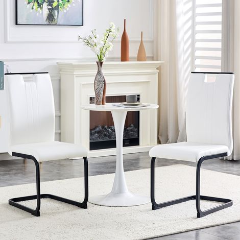 Lot de 2 fauteuils blancs en similicuir PU en forme d'arc – Idéal pour décorations modernes et épurées