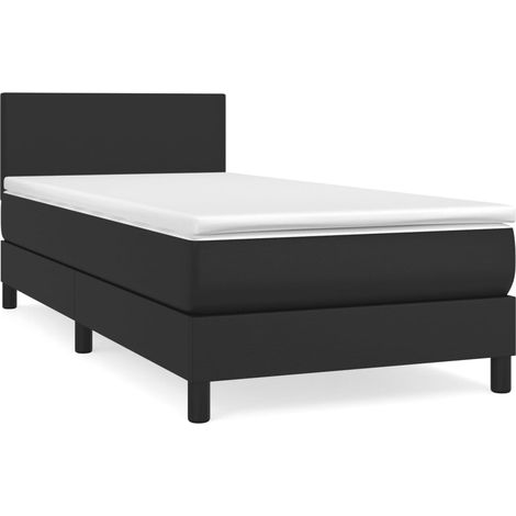 Lit simple Lit adulte Sommier à lattes de lit avec matelas Noir 100x200 cm Similicuir
