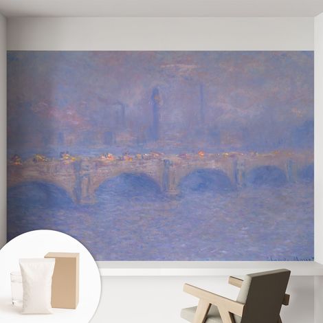 Tapete Vliestapete mit Kleber - Wanddekoration - Wandfolie - 3D Tapete Wand - Wohnungsdeko Blaue Brücke 152x104 cm (1/5)