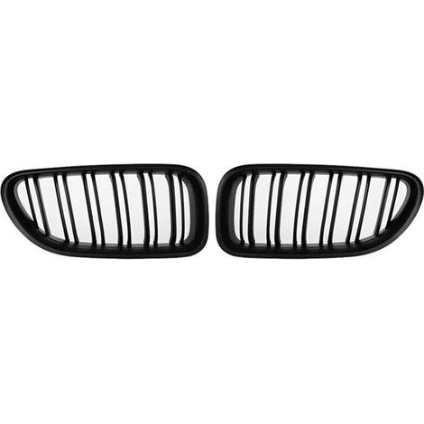 Griglia anteriore di ricambio a doppia linea per BMW F06, F12, F13, M6, 650i e 640i (modelli 2012-2018), nero lucido.