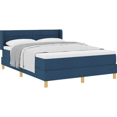Maison Exclusive - Lit à ressorts avec matelas Bleu 200 x 140 cm tissu (1/5)