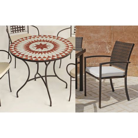 Conjunto de mesa+4 sillones+4 cojines jardin Neypal/Bahia. (1/4)