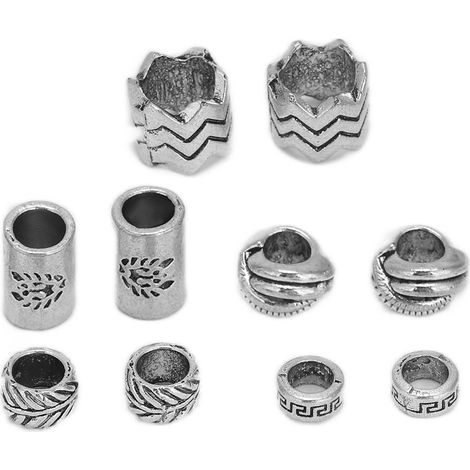 10 perles de barbe viking, accessoire de cheveux vintage pour dreadlocks, pendentif en forme de tube (1/5)