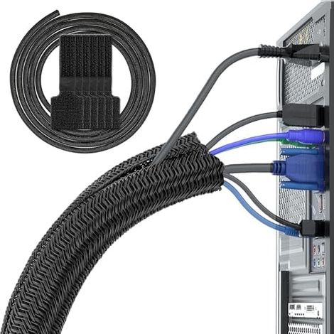 Meter langer, flexibler, verstellbarer Computerkabelschlauch Φ12-20 mm, Kabelmanagement, geteilter, geflochtener PET-Kabelorganizer, Kabelschutzhülle für Auto-/TV-/Computerkabel (1/5)