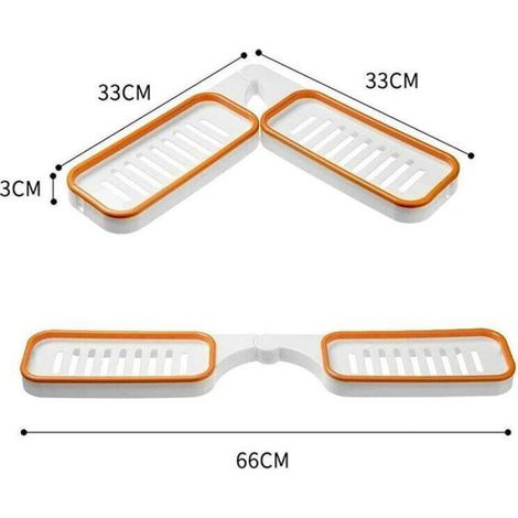 Porte savon adhésif mural - Double couche Sans perçage - Salle de bain - Blanc et orange (1/5)