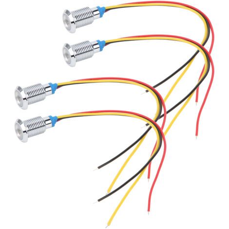 4 jeux de LED rondes précâblées, étanches, 2 couleurs, indicateur lumineux, Anode commune 10mm, 1224V (rouge et jaune) (1/5)