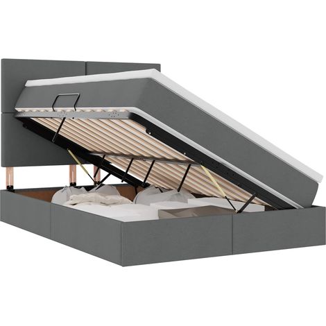 Maison Exclusive - LED-Speicherbett mit Matratze Dunkelgrau 140 x