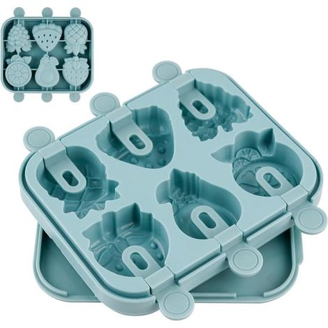 Silikon-Eiswürfelformen für fruchtige Eis am Stiel – BPA-frei, DIY-Eisformen mit Stielen für Joghurt, Saft und Smoothies (Blau) (1/5)