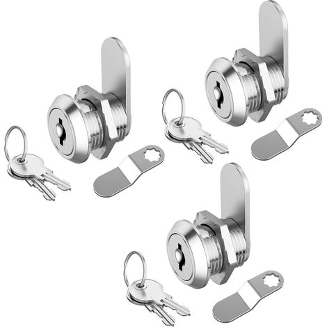 Lot de 3 verrous de boîte aux lettres avec clé, verrou à came pour armoire, clé de 5/8" (identique à celle de la serrure d'armoire), verrou de remplacement pour tiroir de bureau ou boîte à outils, all (1/5)