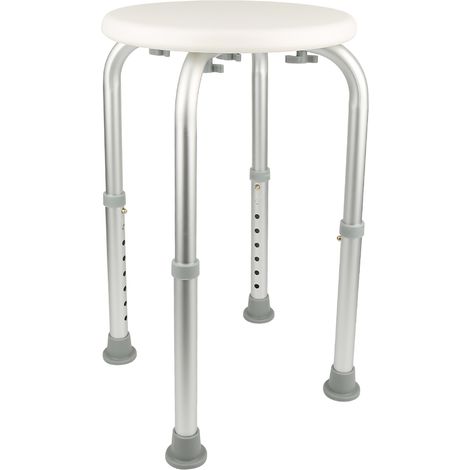 Haloyo höhenverstellbarer Duschhocker aus Aluminium für Dusche Bad WC weiß (1/5)